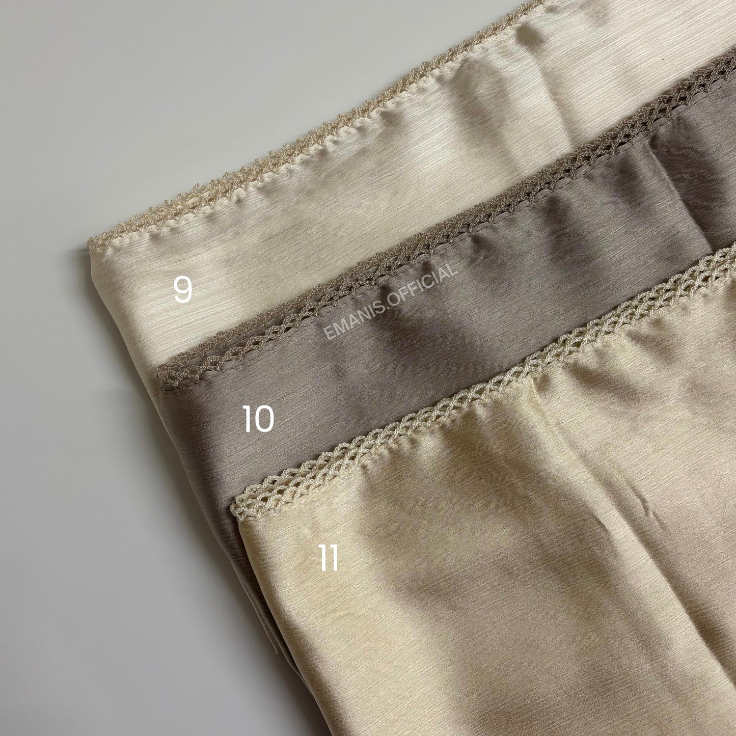 Muna Satin with Crochet Lace