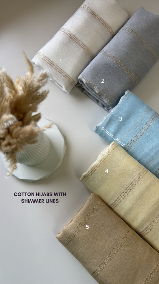 Cotton Hijabs With Shimmer Lines