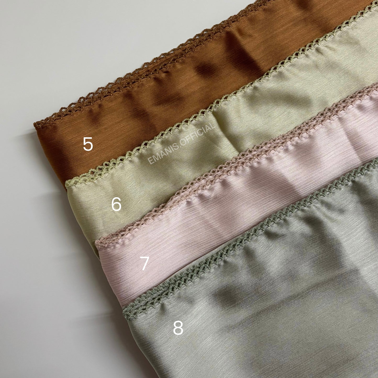 Muna Satin with Crochet Lace